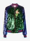 Gucci Appliquéd Sequined Tulle And Satin Bomber Jacket In Multicolour