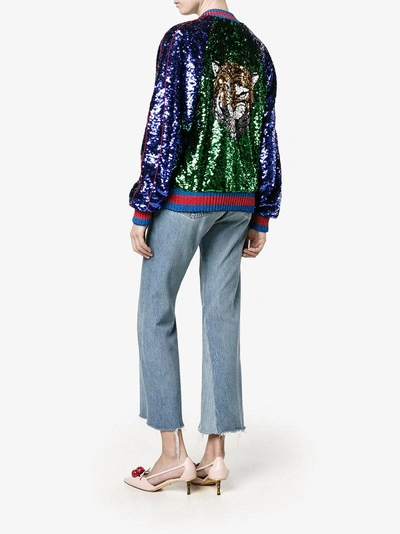 Gucci Appliquéd Sequined Tulle And Satin Bomber Jacket In Multicolour