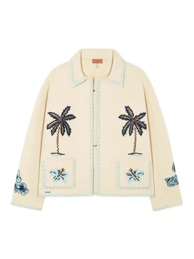 Alanui Intricately Embroidered Virgin Wool Jacket With Boxy Silhouette In White