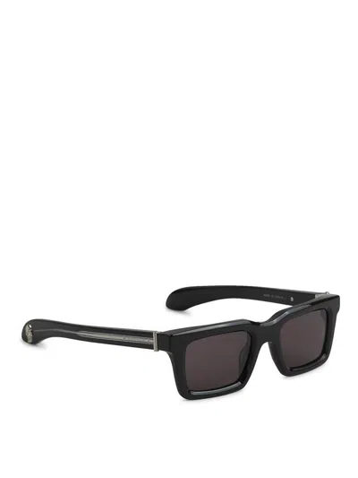 Alexander Mcqueen Rectangular Frame Sunglasses With Glossy In Black