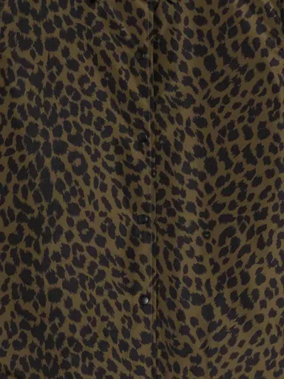 Aspesi Long Sleeve Collared Animal Print Shirt In Brown