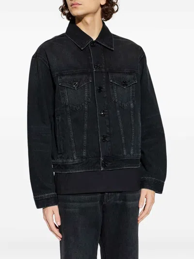 Balmain Long Sleeve Silk Nylon Jacket Front Pockets In Black