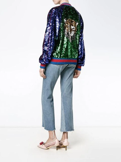 Shop Gucci Sequin Embellished Bomber Jacket In Multicolour