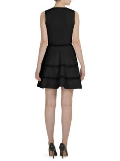 Shop Carven Tiered Fit-and-flare Dress In Noir