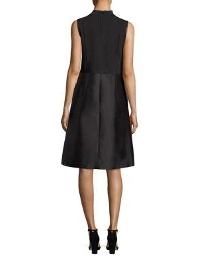 Shop Lafayette 148 Indra Cotton And Silk-blend Dress In Black