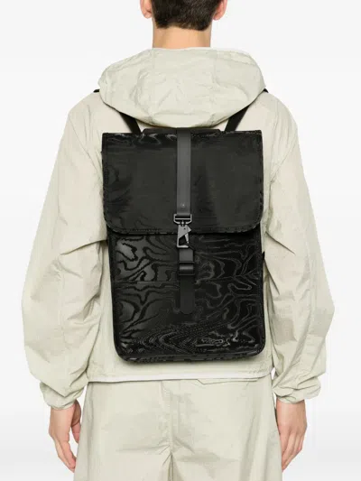 Rains Mini Abstract-print Backpack In Black