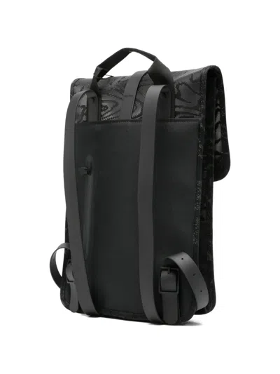 Rains Mini Abstract-print Backpack In Black