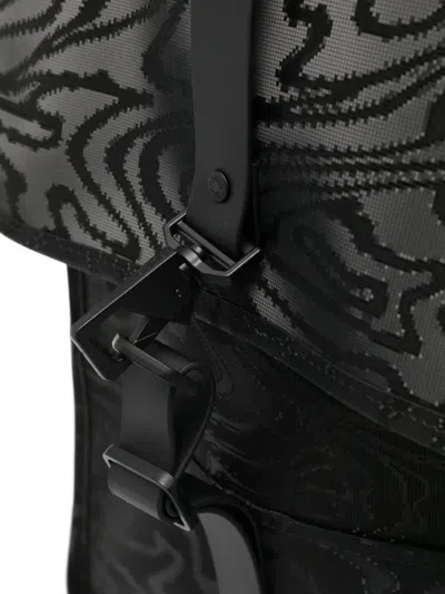 Rains Mini Abstract-print Backpack In Black