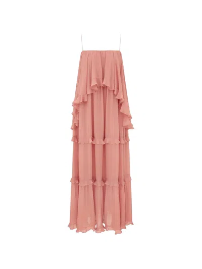 Zimmermann Luna Ruffled Georgette Midi Dress In Pink