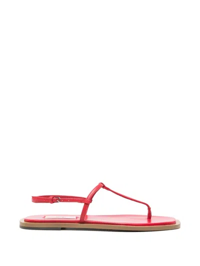 Totême Purist T-strap Nappa Leather Sandals In Red
