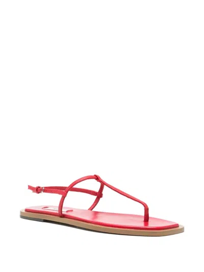 Totême Purist T-strap Nappa Leather Sandals In Red