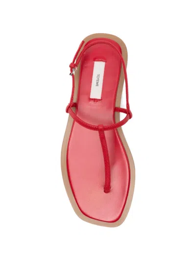 Totême Purist T-strap Nappa Leather Sandals In Red