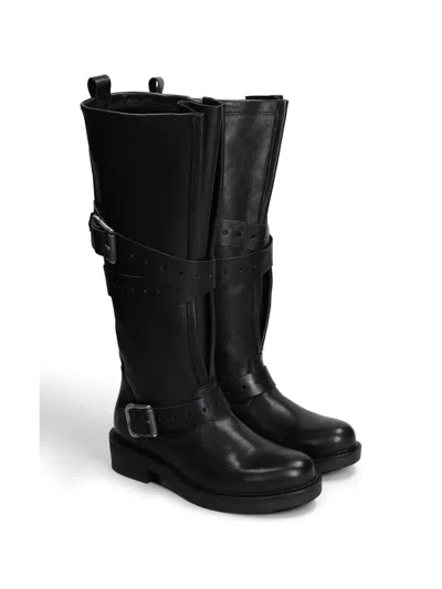 Gisel Moire America Buckle-strap Boots In Multi