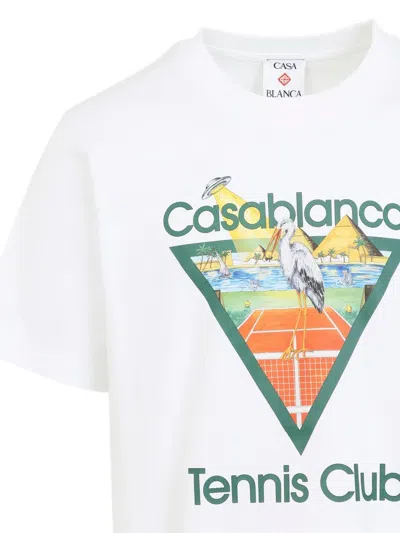 Casablanca Tennis Club Short Sleeve Cotton T Shirt In White