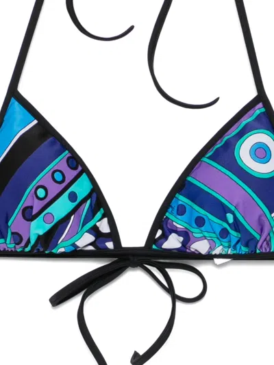 Pucci Marmo-print Triangle Bikini In Blue