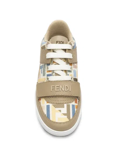 Fendi Ff-print Touch-strap Sneakers In Multi
