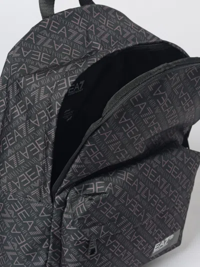Ea7 All-over Printed Logo Polyester Backpack In Black