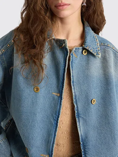 Momoní Stud-embellished Double-breasted Jacket In Blue
