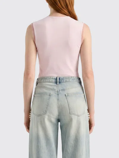 Genny Light Pink Solid Round Neck Top In White