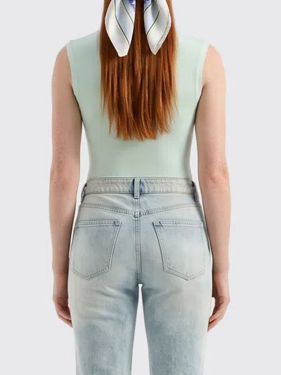 Genny Green Solid Round Neck Top In Green