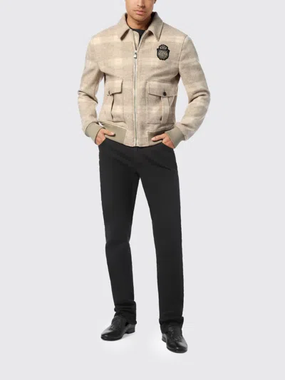 Billionaire Check-crest Bomber Jacket In Neutral