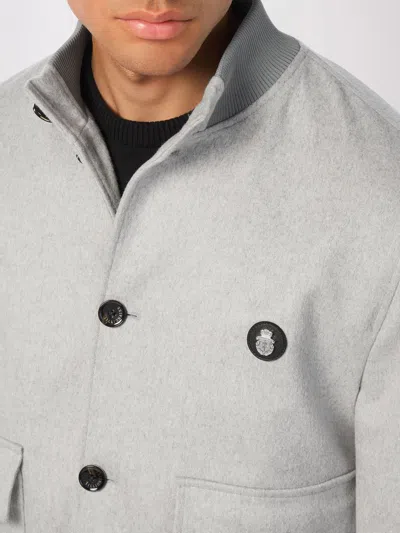 Billionaire Patch-pocket Buttoned Bomber Jacket In Gray