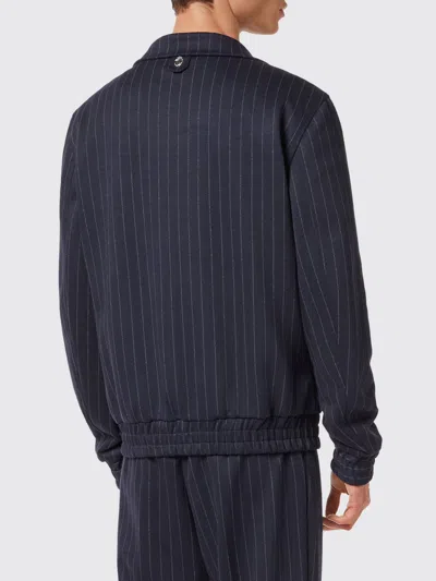 Billionaire Pinstriped Polyester Bomber Jacket In Blue