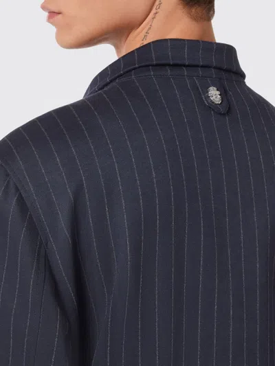 Billionaire Pinstriped Polyester Bomber Jacket In Blue