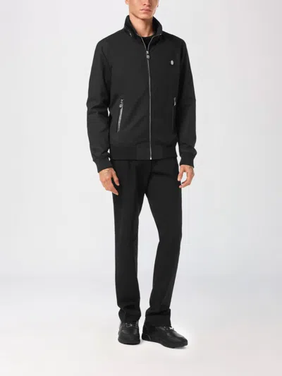 Billionaire Cotton Bomber Jacket With Python Leather Inserts In Black