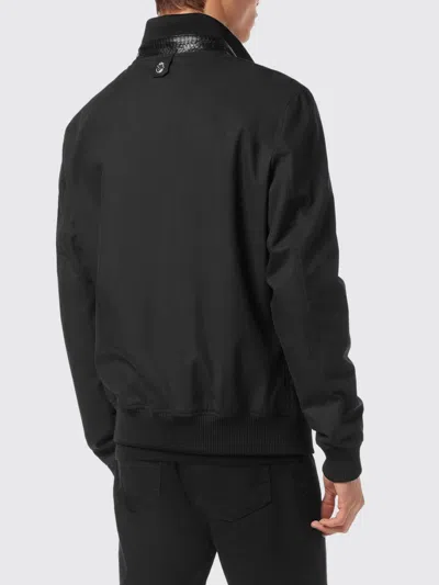 Billionaire Cotton Bomber Jacket With Python Leather Inserts In Black