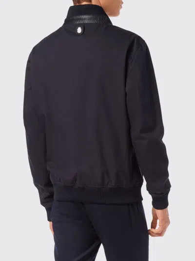 Billionaire Cotton Bomber Jacket With Python Leather Inserts In Blue