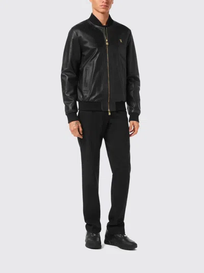 Billionaire Basic Leather Bomber Men In Black