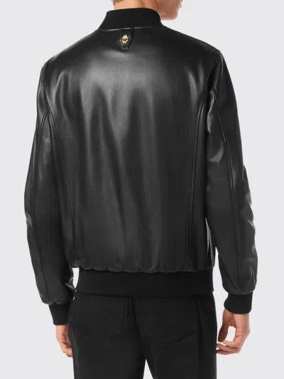 Billionaire Basic Leather Bomber Men In Black