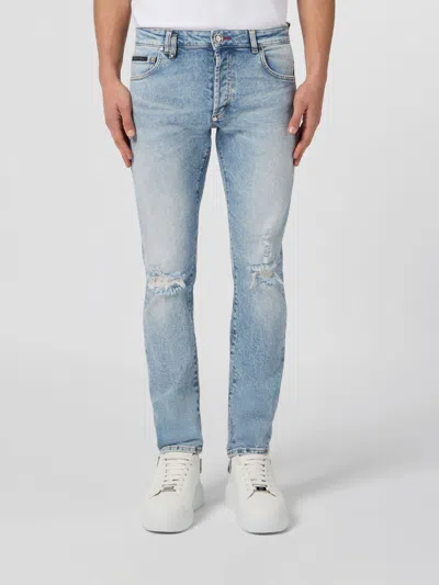 Philipp Plein Super Straight Cut Jeans Basic Men In Blue