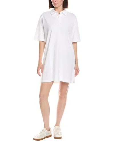 Atm Anthony Thomas Melillo Heavyweight Jersey Mixed Media Short Sleeve Polo Dress Vintage Wash In White