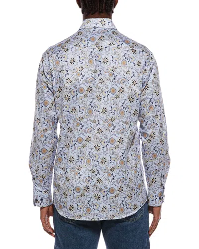 Eterna Printed Kent Shirt In Blue