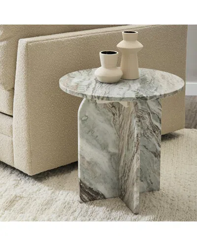 Classic Home Reilly Marble End Table In Gray