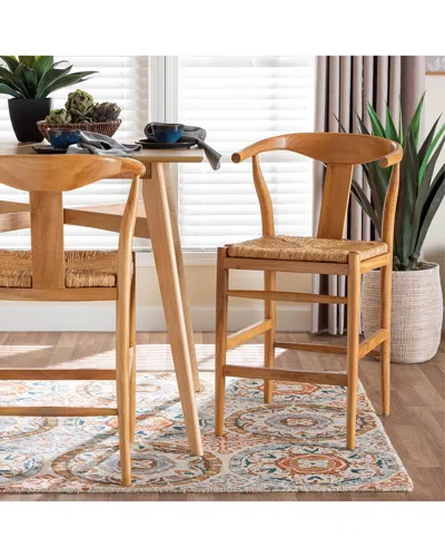 Baxton Studio Fika Counter Stool In Brown