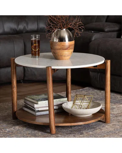 Baxton Studio Quindalyn Round Marble Coffee Table In Brown