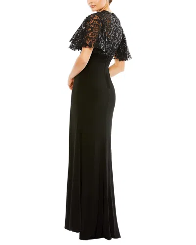 Mac Duggal Embellished Butterfly Cape Sleeve Jersey Gown In Black