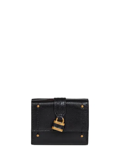 Chloé Paddington Embellished Textured-leather Cardholder In Black