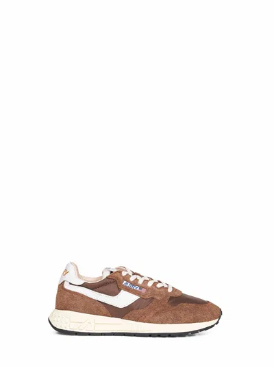 Autry Brown Leather Sneakers With Timeless Design In Brown