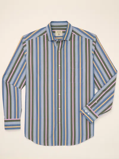 J.mclaughlin Men's Club Classic Fit Shirt In Regatta Stripe: J.mcl X Thomas Mason Slate/peony/olive In Multi