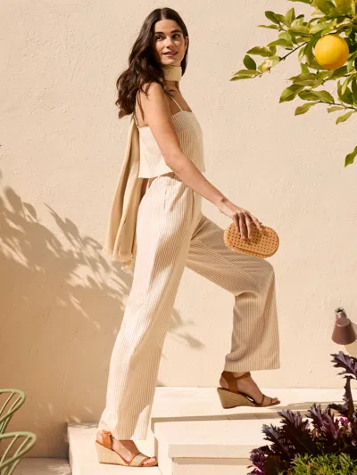 J.mclaughlin Women's Muriel Jumpsuit In Stripe Off White/tan In Neutral