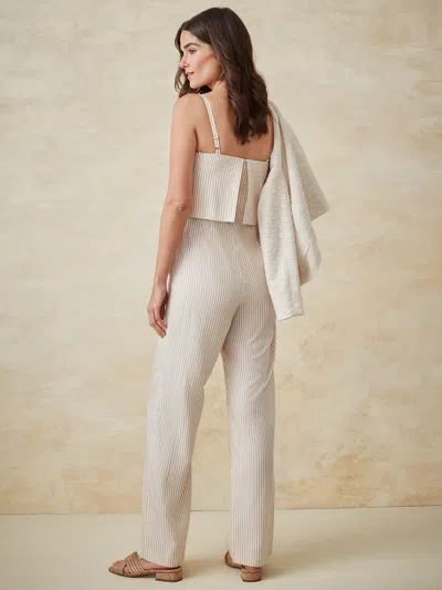 J.mclaughlin Women's Muriel Jumpsuit In Stripe Off White/tan In Neutral