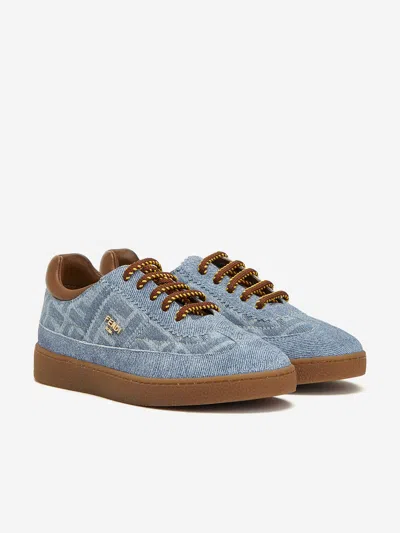Fendi Ff-monogram Denim Sneakers In Multi