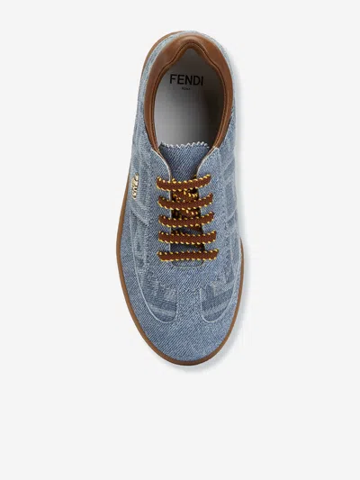 Fendi Ff-monogram Denim Sneakers In Multi