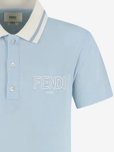 Fendi Logo-detail Polo Shirt In Blue