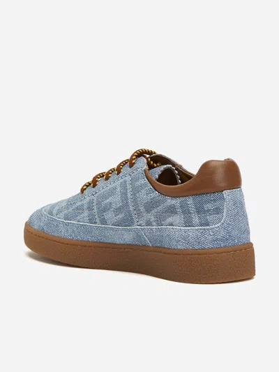 Fendi Ff-monogram Denim Sneakers In Multi