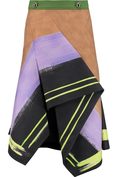 Peter Pilotto Aneta Asymmetric Pleated Wool Midi Skirt